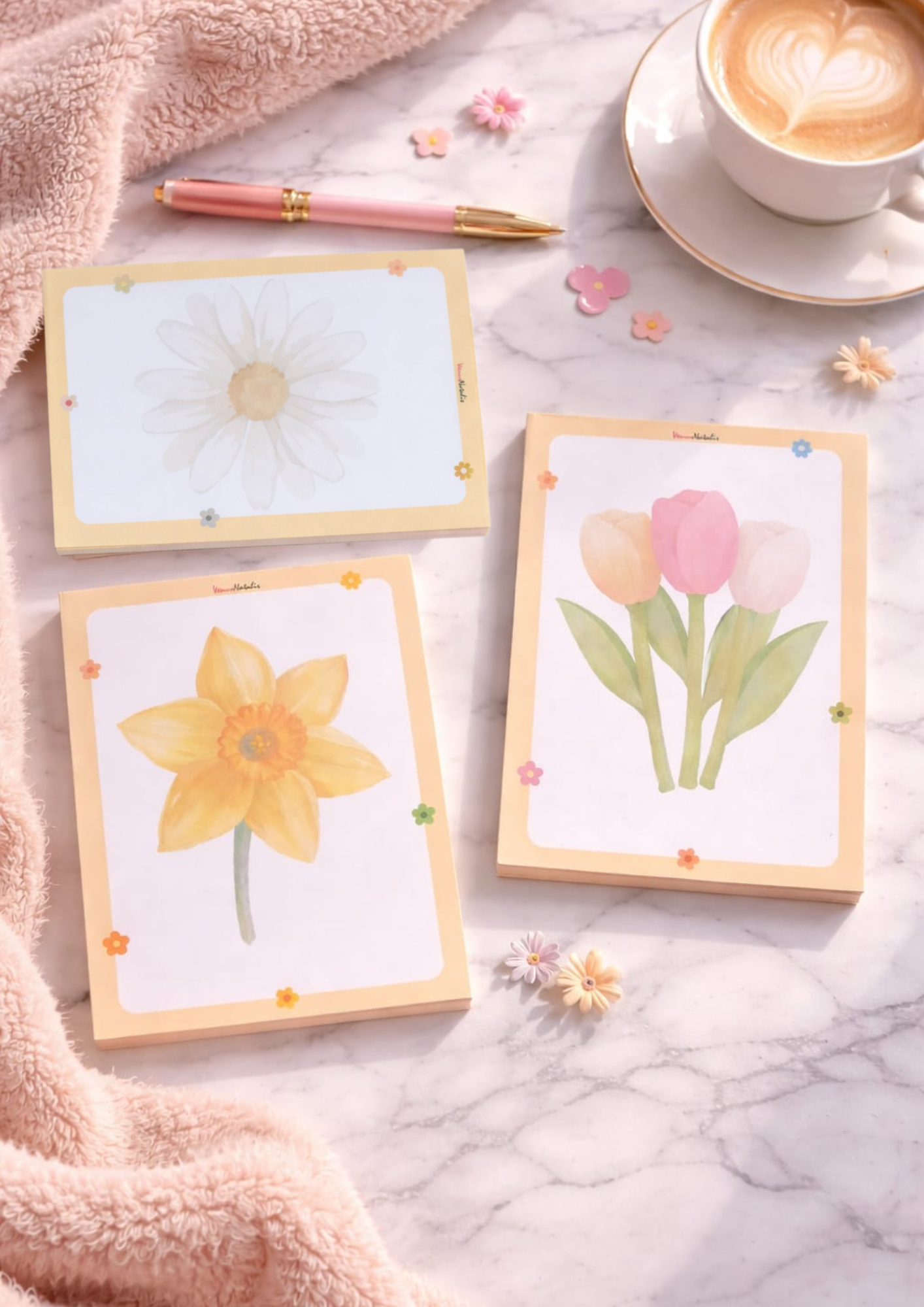 Set van 3 Notitieblokken A6 | Lente Bloem Design