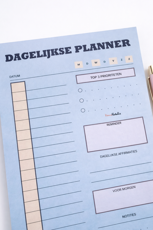 Blauwe Dagplanner A5 Afscheurbaar Notitieblok Checklist Prioriteit 50 Vellen Blauwe Design