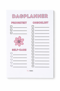 Roze Dagplanner met Bloemetje A5 Afscheurbaar Notitieblok Checklist Self Care 50 Vellen Roze Design