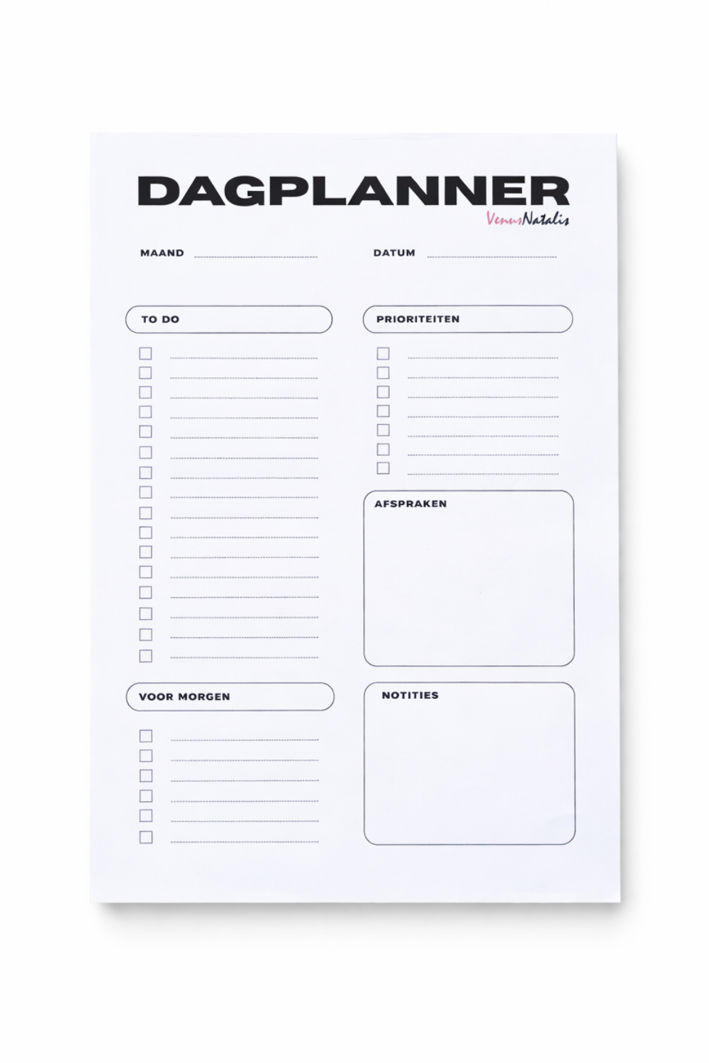 Minimalistische Dagplanner A5 – Ongedateerde Planner – To Do Lijst – Daily Planner – Overzicht & Structuur – Notitieblok