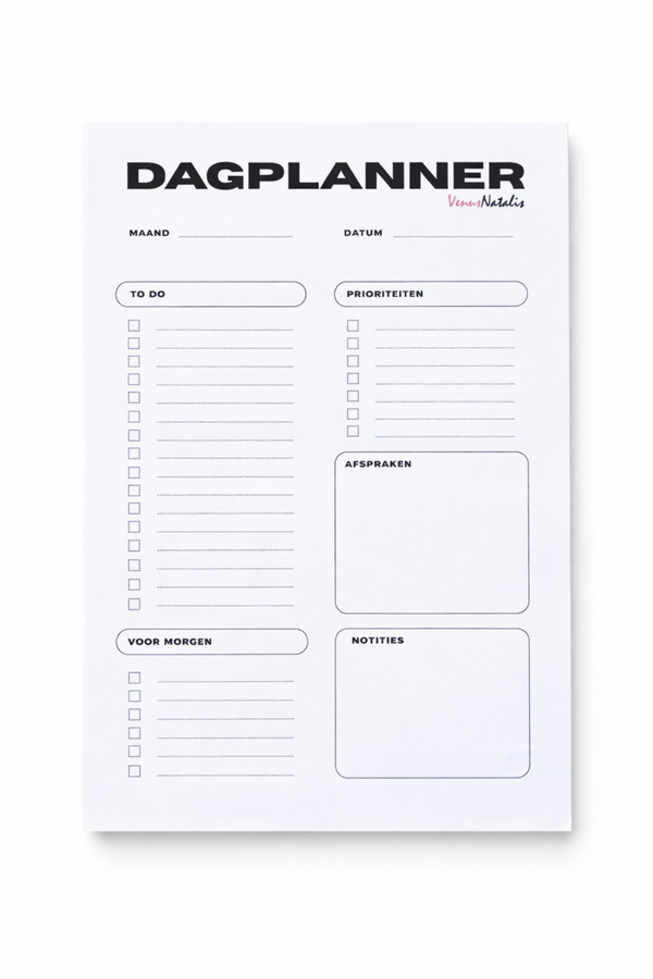 Minimalistische Dagplanner A5 – Ongedateerde Planner – To Do Lijst – Daily Planner – Overzicht & Structuur – Notitieblok
