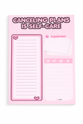 Roze Dagplanner  “Canceling Plans Is Self Care” A5 Afscheurbaar Notitieblok Checklist