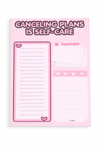 Roze Dagplanner  “Canceling Plans Is Self Care” A5 Afscheurbaar Notitieblok Checklist