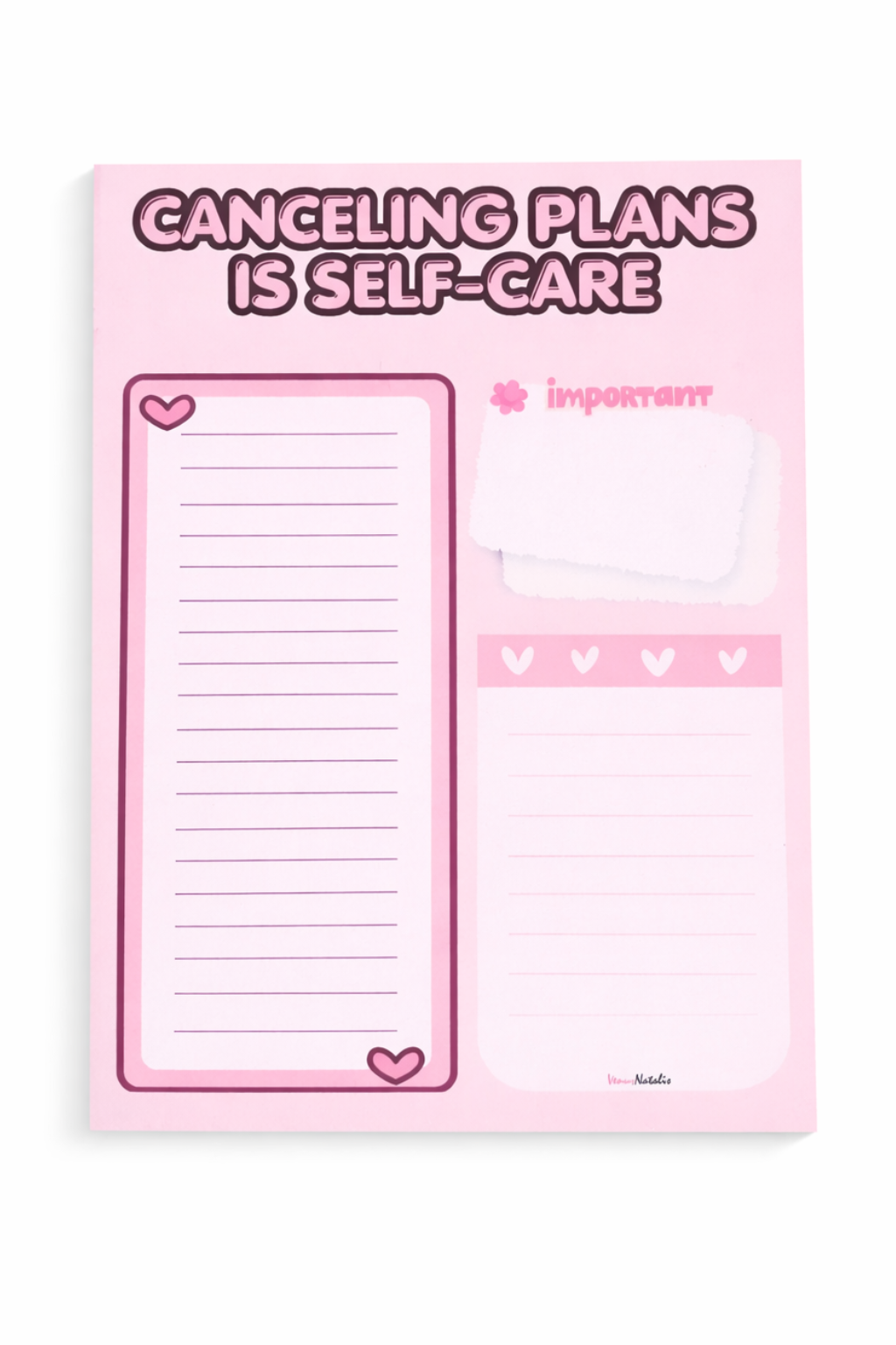Roze Dagplanner  “Canceling Plans Is Self Care” A5 Afscheurbaar Notitieblok Checklist