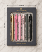 QUOTABLE Gelpennen Set van 6 – Zwarte Inkt – Pennenset met Quotes – Planner & Journaling – Cadeau voor Haar – Antisocial Butterfly