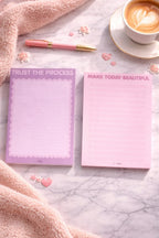 Set A6 Notitieblok Checklist – Motiverende Quotes – To Do Lijst – “Trust the Process” – “Make Today Beautiful” – Planner – Cadeau voor Vrouwen