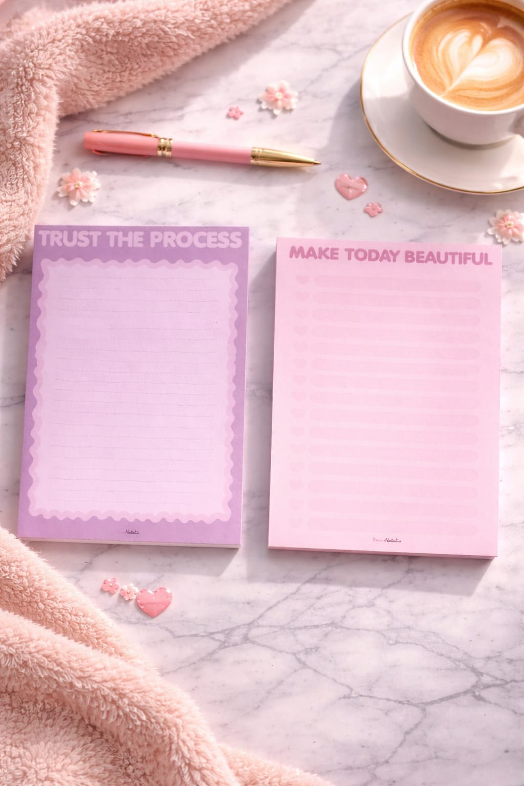 Set A6 Notitieblok Checklist – Motiverende Quotes – To Do Lijst – “Trust the Process” – “Make Today Beautiful” – Planner – Cadeau voor Vrouwen