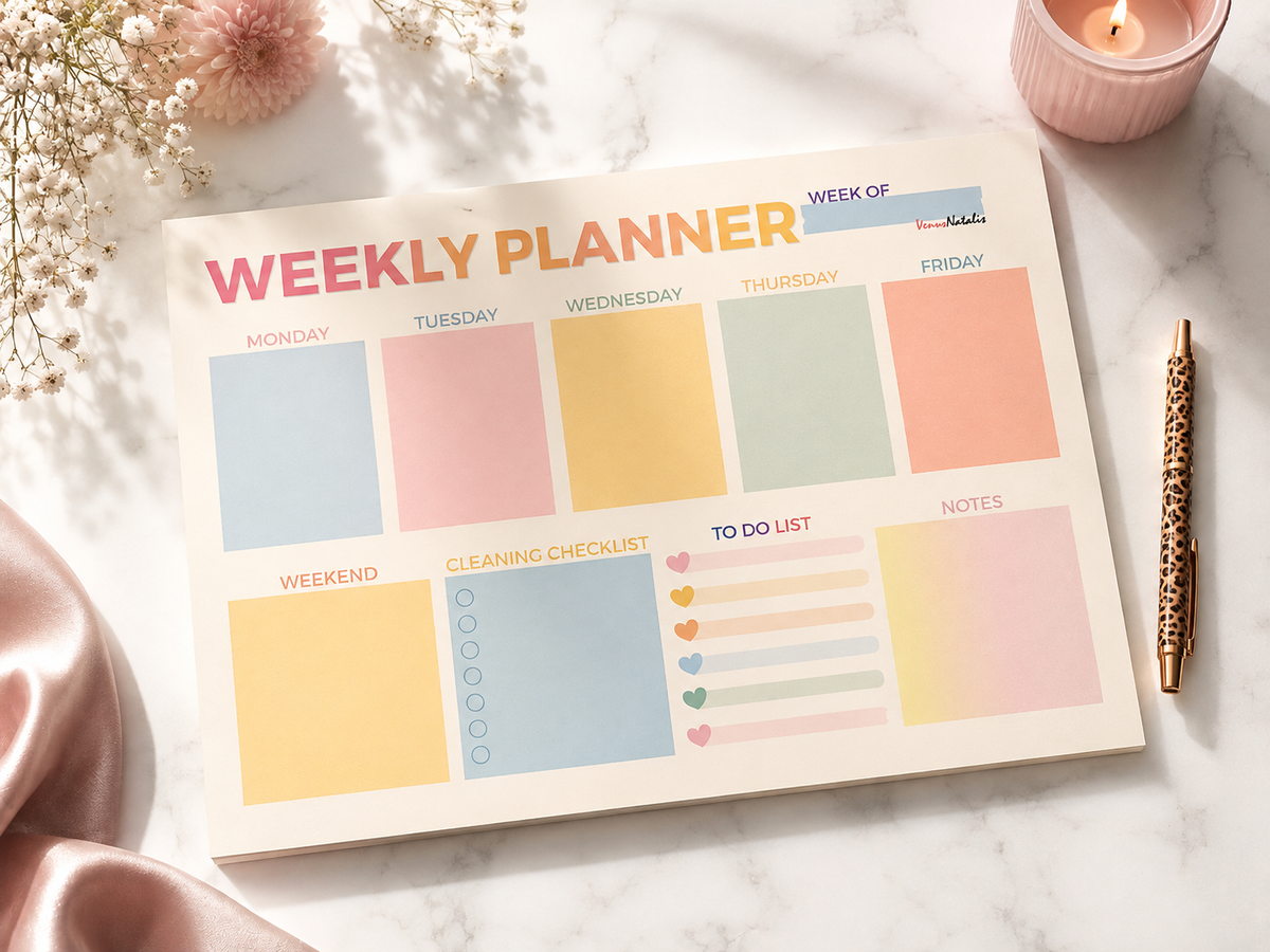 Weekly Planner A4 + Skinny To Do List Bureauplanner Set 50 Vellen per Blok Pastel Planner Weekplanner en Takenlijst